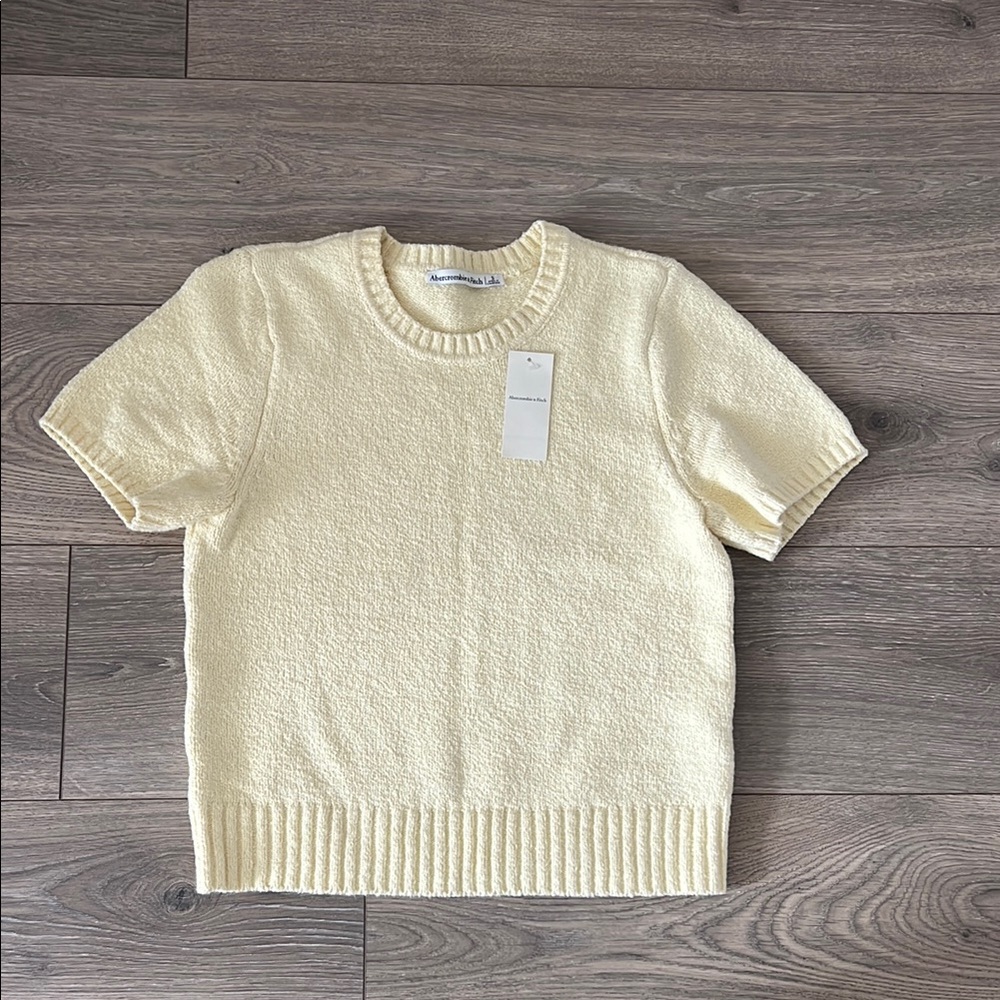 Abercrombie & Fitch Cream Textured Knit Top